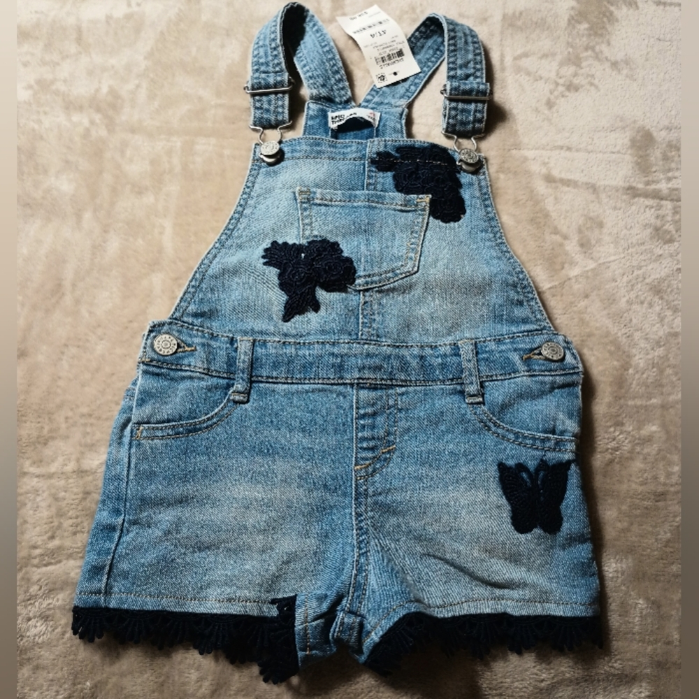 NWT 4T Epic Threads Jean Shortalls Flowers Butterfly